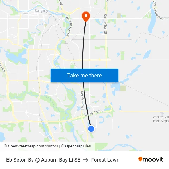 Eb Seton Bv @ Auburn Bay Li SE to Forest Lawn map