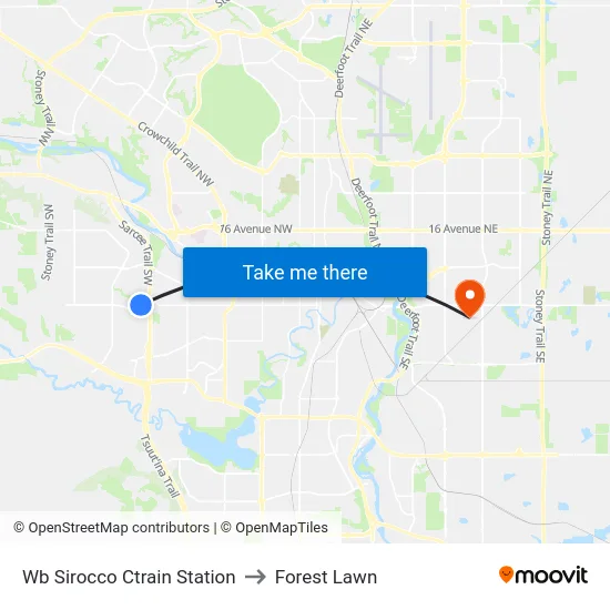 Wb Sirocco Ctrain Station to Forest Lawn map
