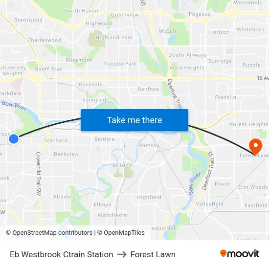 Eb Westbrook Ctrain Station to Forest Lawn map