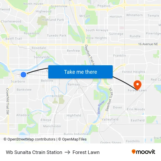 Wb Sunalta Ctrain Station to Forest Lawn map