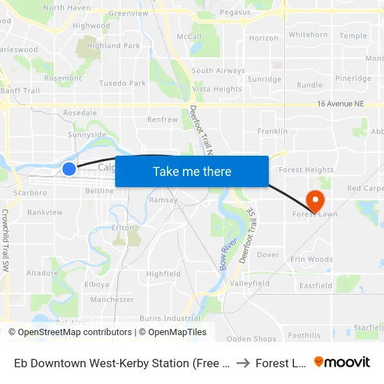 Eb Downtown West-Kerby Station (Free Fare Zone) to Forest Lawn map