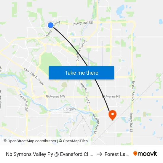 Nb Symons Valley Py @ Evansford Cl NW to Forest Lawn map