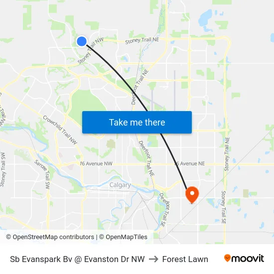 Sb Evanspark Bv @ Evanston Dr NW to Forest Lawn map