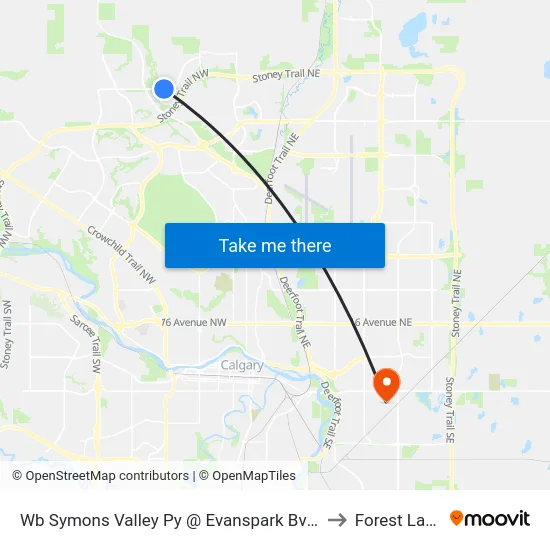Wb Symons Valley Py @ Evanspark Bv NW to Forest Lawn map