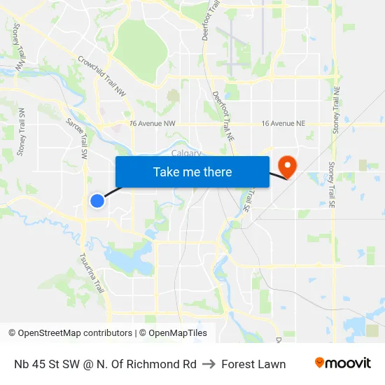 Nb 45 St SW @ N. Of Richmond Rd to Forest Lawn map