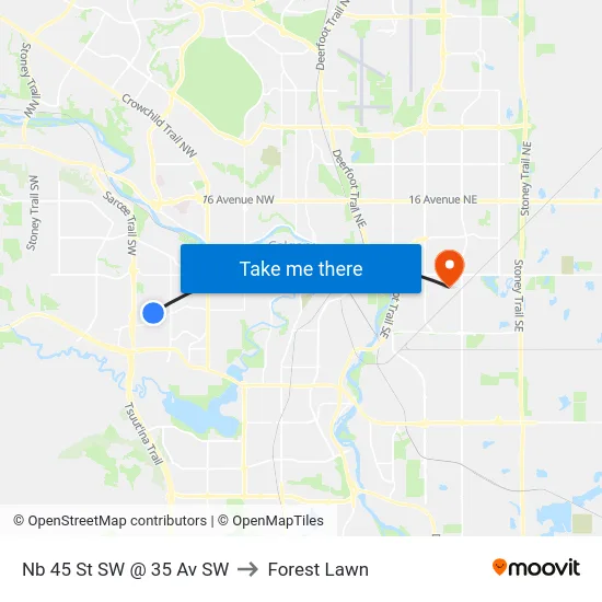 Nb 45 St SW @ 35 Av SW to Forest Lawn map