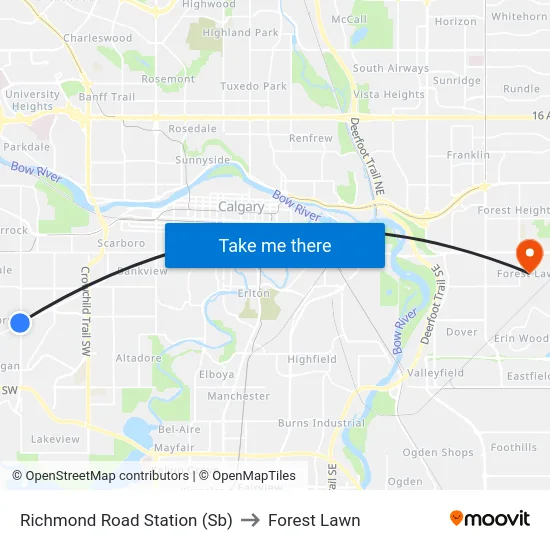 Richmond Road Station (Sb) to Forest Lawn map