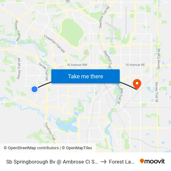 Sb Springborough Bv @ Ambrose Ci SW to Forest Lawn map