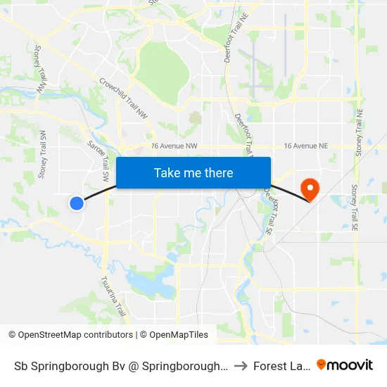 Sb Springborough Bv @ Springborough Gr SW to Forest Lawn map