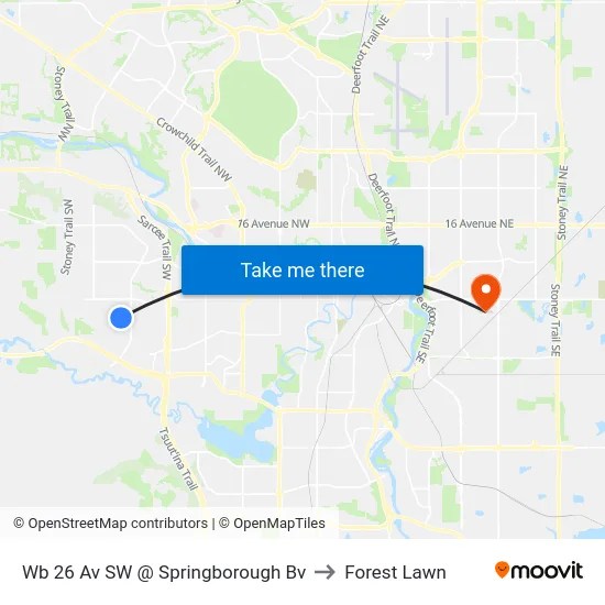 Wb 26 Av SW @ Springborough Bv to Forest Lawn map