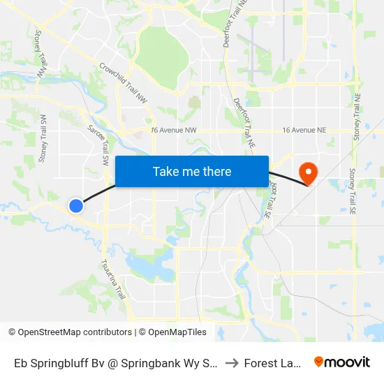 Eb Springbluff Bv @ Springbank Wy SW to Forest Lawn map