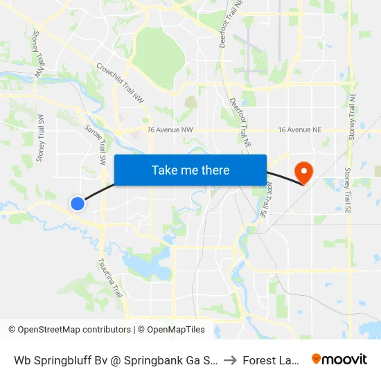 Wb Springbluff  Bv @ Springbank Ga SW to Forest Lawn map