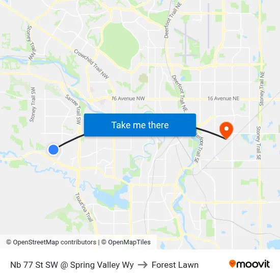 Nb 77 St SW @ Spring Valley Wy to Forest Lawn map