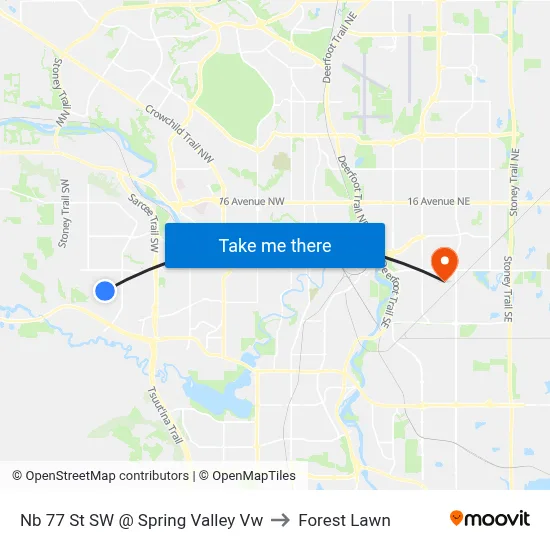Nb 77 St SW @ Spring Valley Vw to Forest Lawn map