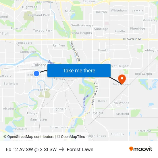 Eb 12 Av SW @ 2 St SW to Forest Lawn map