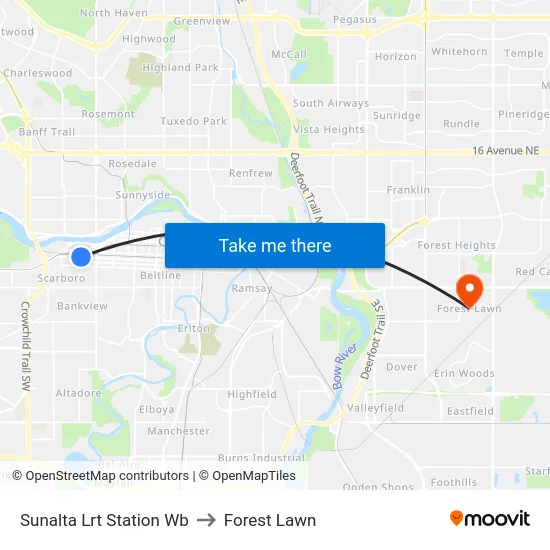 Sunalta Lrt Station Wb to Forest Lawn map