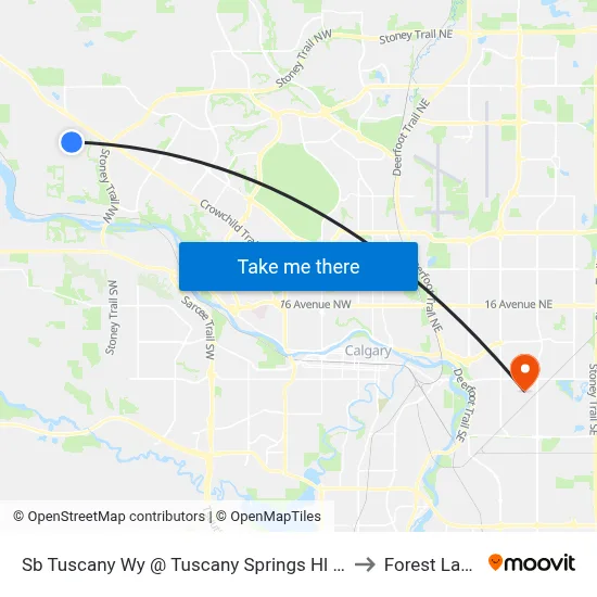 Sb Tuscany Wy @ Tuscany Springs Hl NW to Forest Lawn map
