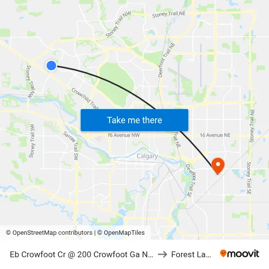 Eb Crowfoot Cr @ 200 Crowfoot Ga NW to Forest Lawn map