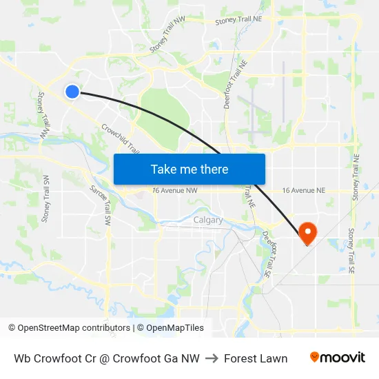 Wb Crowfoot Cr @ Crowfoot Ga NW to Forest Lawn map