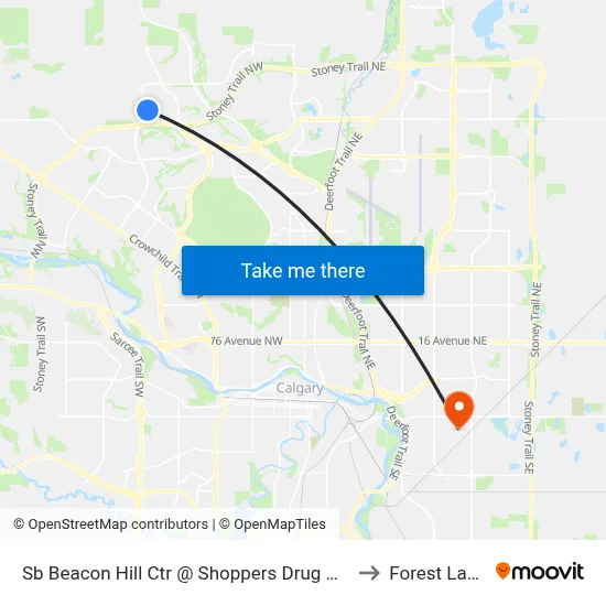 Sb Beacon Hill Ctr @ Shoppers Drug Mart to Forest Lawn map