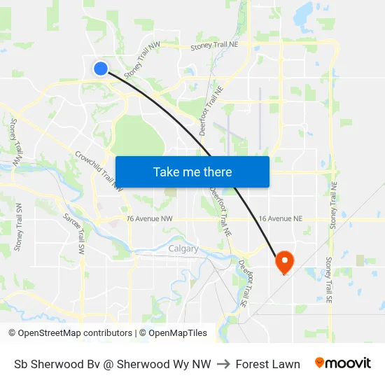 Sb Sherwood Bv @ Sherwood Wy NW to Forest Lawn map