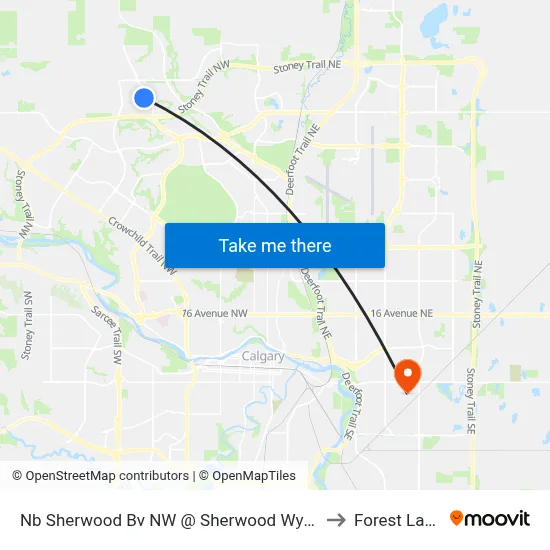 Nb Sherwood Bv NW @ Sherwood Wy NW to Forest Lawn map