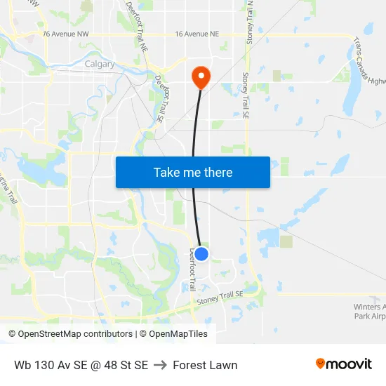 Wb 130 Av SE @ 48 St SE to Forest Lawn map