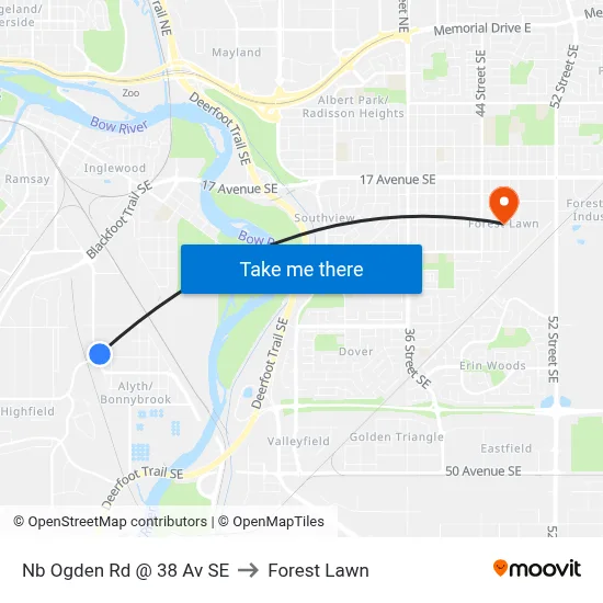 Nb Ogden Rd @ 38 Av SE to Forest Lawn map