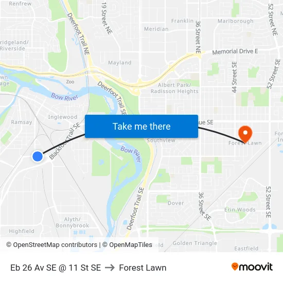Eb 26 Av SE @ 11 St SE to Forest Lawn map