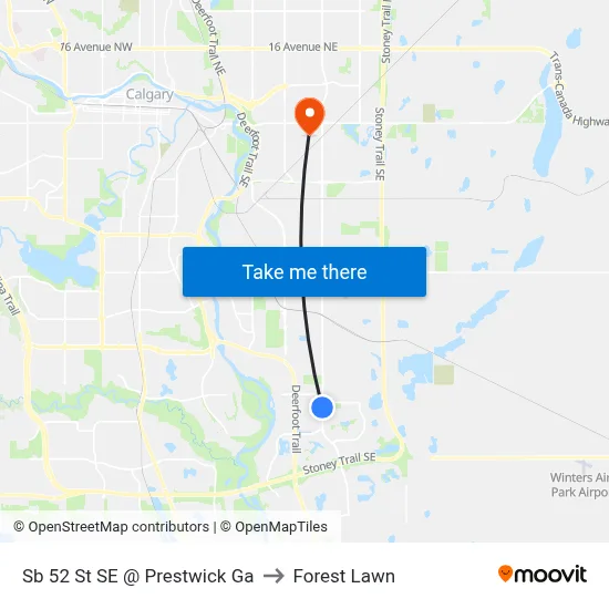 Sb 52 St SE @ Prestwick Ga to Forest Lawn map