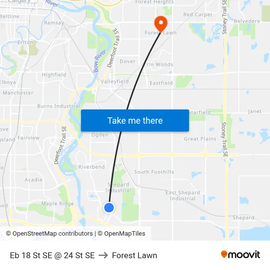 Eb 18 St SE @ 24 St SE to Forest Lawn map