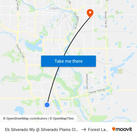 Eb Silverado Wy @ Silverado Plains Cl SW to Forest Lawn map
