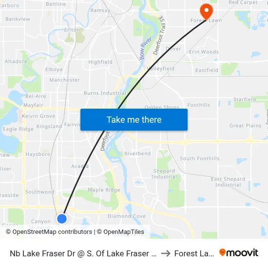 Nb Lake Fraser Dr @ S. Of Lake Fraser Gr SE to Forest Lawn map