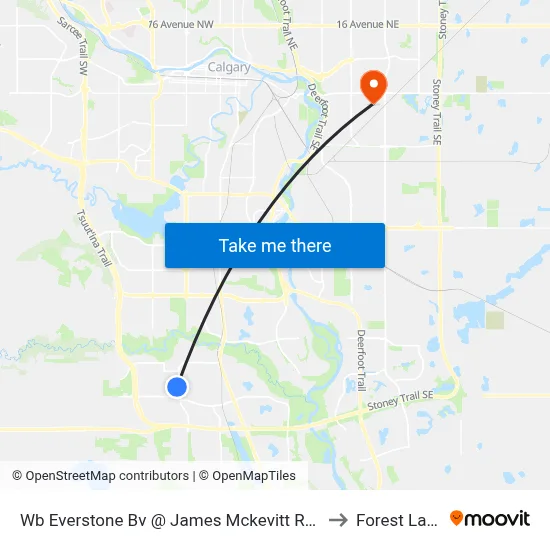 Wb Everstone Bv @ James Mckevitt Rd SW to Forest Lawn map
