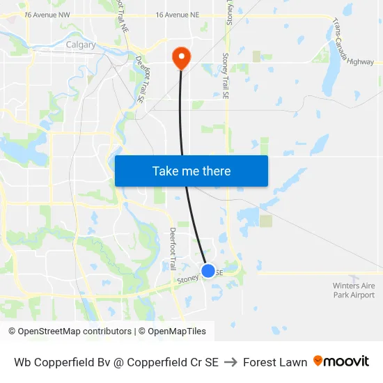 Wb Copperfield Bv @ Copperfield Cr SE to Forest Lawn map