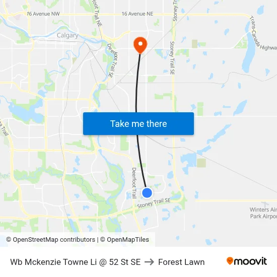 Wb Mckenzie Towne Li @ 52 St SE to Forest Lawn map