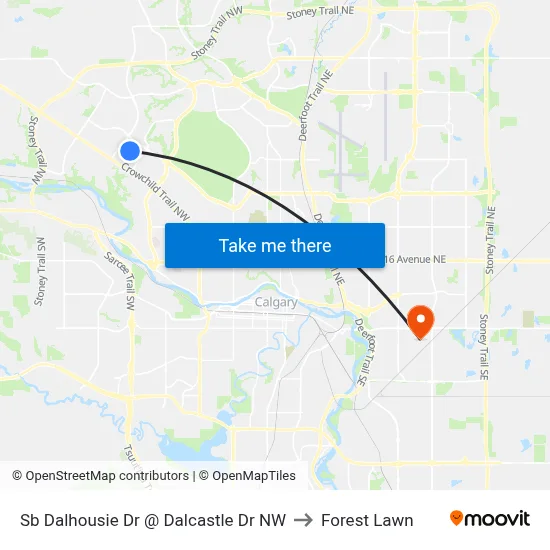Sb Dalhousie Dr @ Dalcastle Dr NW to Forest Lawn map