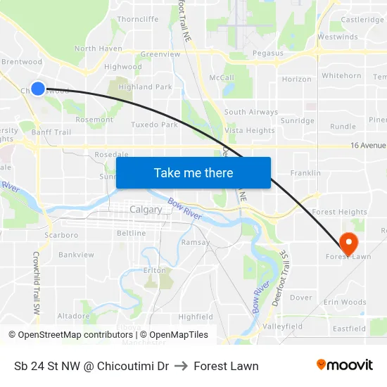 Sb 24 St NW @ Chicoutimi Dr to Forest Lawn map