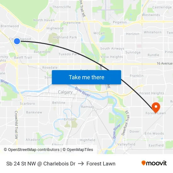 Sb 24 St NW @ Charlebois Dr to Forest Lawn map