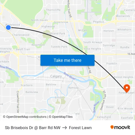 Sb Brisebois Dr @ Barr Rd NW to Forest Lawn map