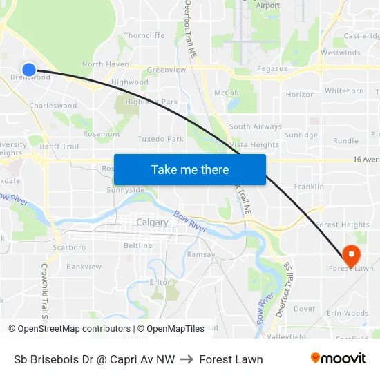 Sb Brisebois Dr @ Capri Av NW to Forest Lawn map