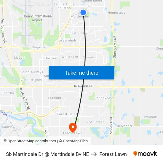 Sb Martindale Dr @ Martindale Bv NE to Forest Lawn map