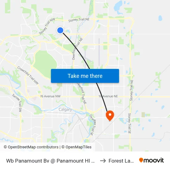 Wb Panamount Bv @ Panamount Hl NW to Forest Lawn map