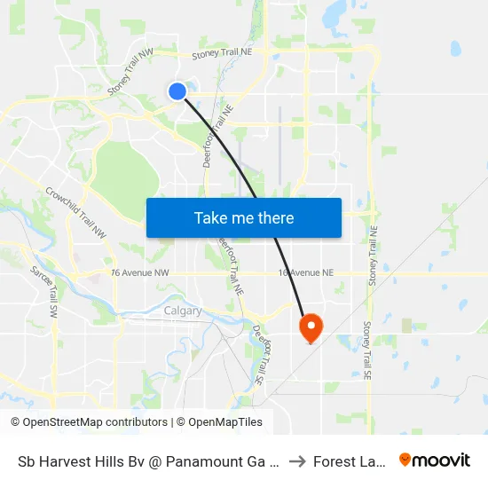 Sb Harvest Hills Bv @ Panamount Ga NW to Forest Lawn map