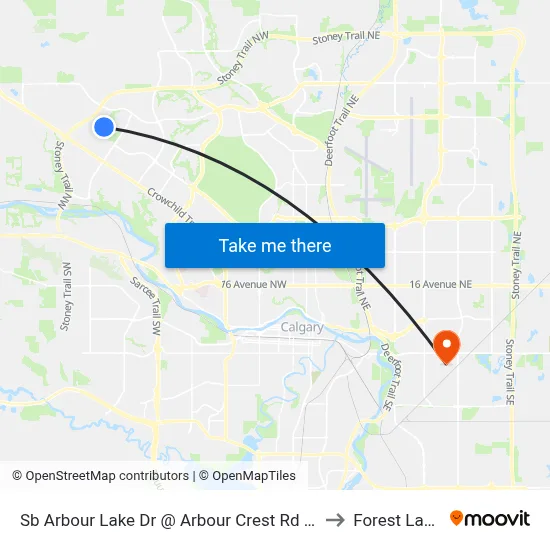 Sb Arbour Lake Dr @ Arbour Crest Rd NW to Forest Lawn map