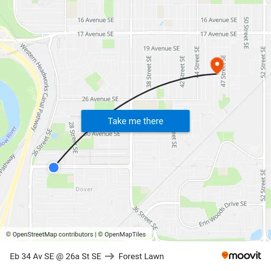 Eb 34 Av SE @ 26a St SE to Forest Lawn map