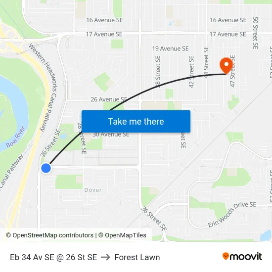 Eb 34 Av SE @ 26 St SE to Forest Lawn map