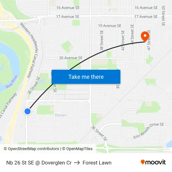 Nb 26 St SE @ Doverglen Cr to Forest Lawn map