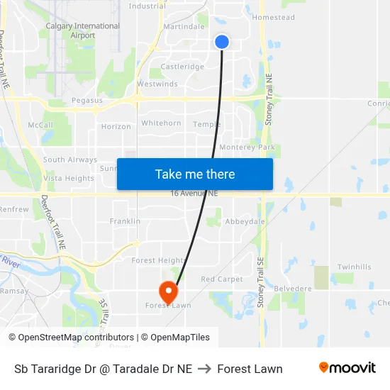 Sb Tararidge Dr @ Taradale Dr NE to Forest Lawn map