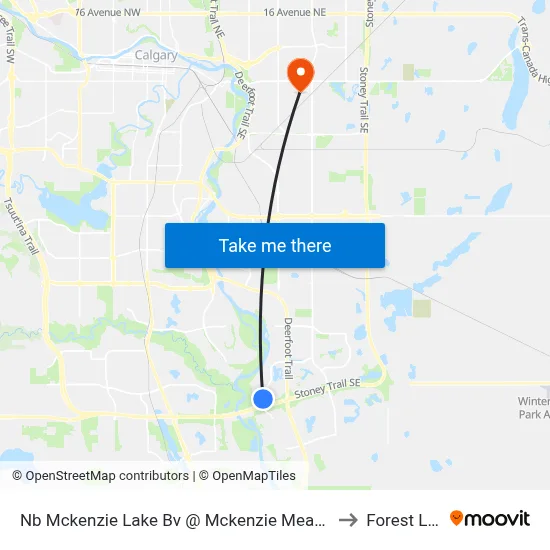 Nb Mckenzie Lake Bv @ Mckenzie Meadows Dr SE to Forest Lawn map